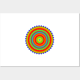 Colorful Red Blue Green Mandala Posters and Art